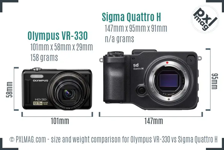 Olympus VR-330 vs Sigma Quattro H size comparison