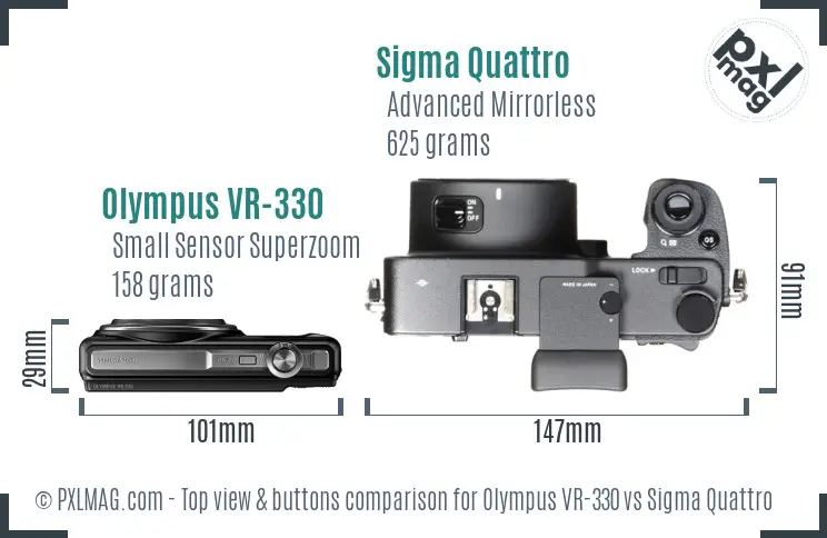 Olympus VR-330 vs Sigma Quattro top view buttons comparison
