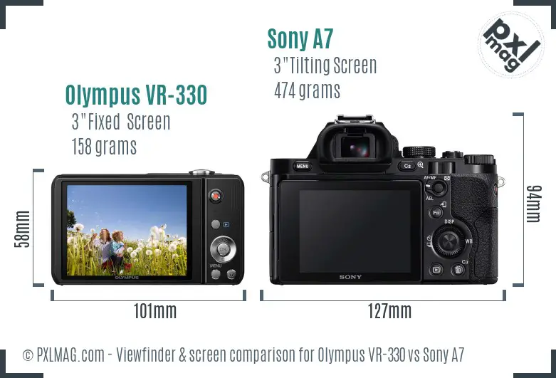 Olympus VR-330 vs Sony A7 Screen and Viewfinder comparison