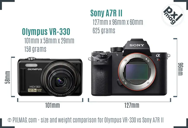 Olympus VR-330 vs Sony A7R II size comparison Olympus VR-330 vs Sony A7R II size comparison