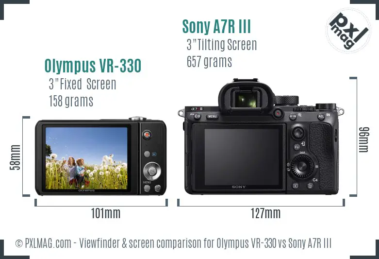 Olympus VR-330 vs Sony A7R III Screen and Viewfinder comparison