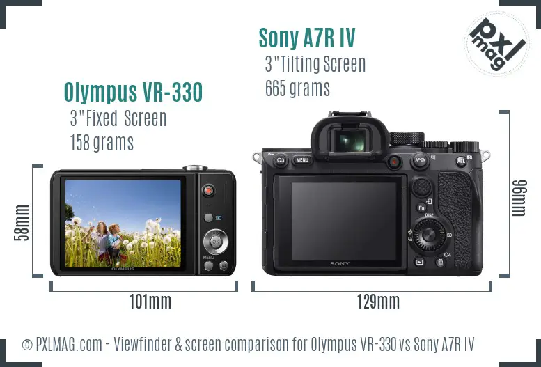 Olympus VR-330 vs Sony A7R IV Screen and Viewfinder comparison