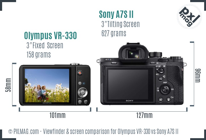 Olympus VR-330 vs Sony A7S II Screen and Viewfinder comparison