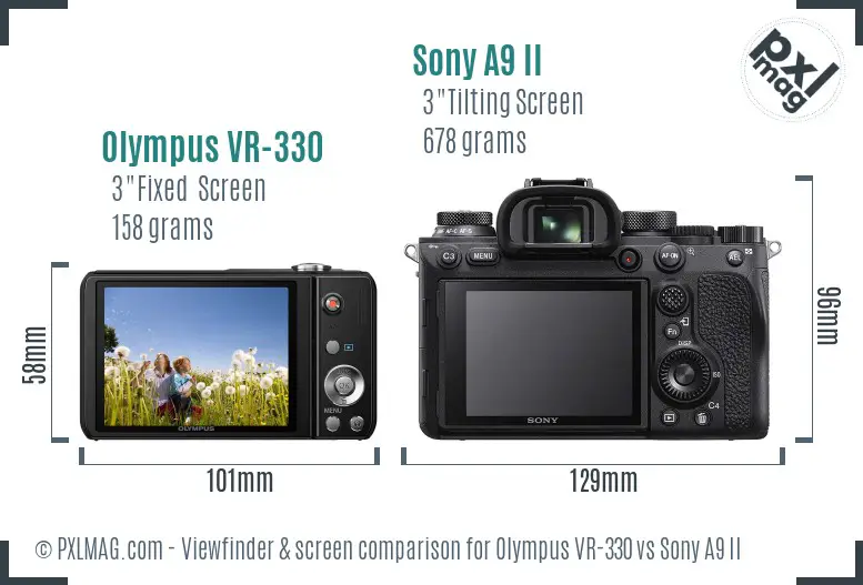 Olympus VR-330 vs Sony A9 II Screen and Viewfinder comparison