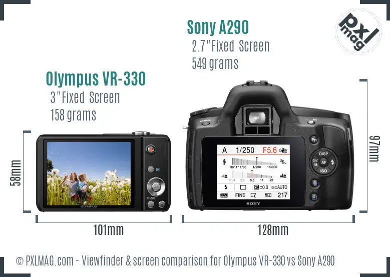 Olympus VR-330 vs Sony A290 Screen and Viewfinder comparison