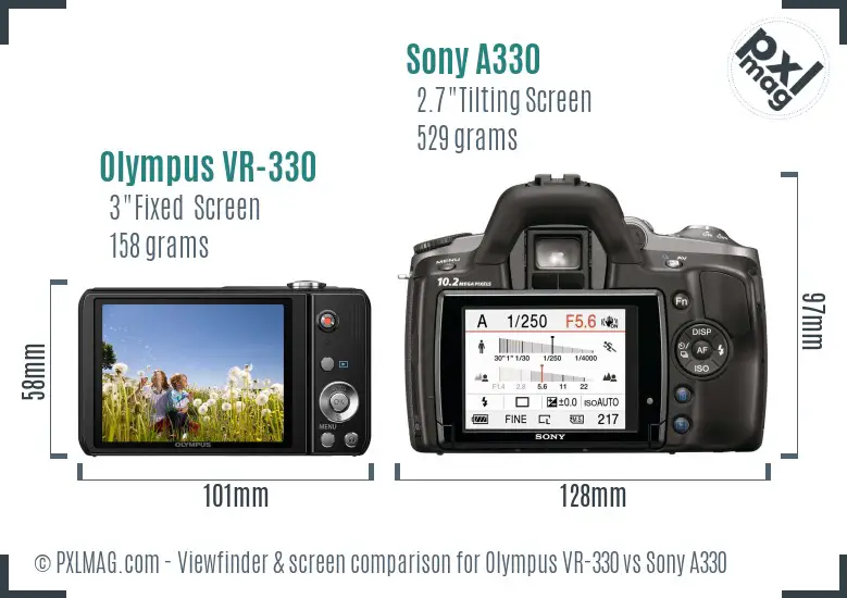 Olympus VR-330 vs Sony A330 Screen and Viewfinder comparison