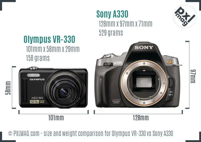 Olympus VR-330 vs Sony A330 size comparison