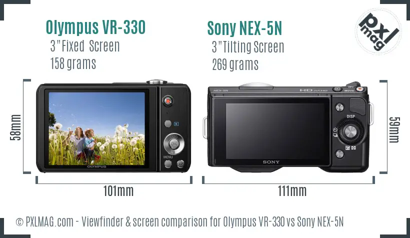 Olympus VR-330 vs Sony NEX-5N Screen and Viewfinder comparison