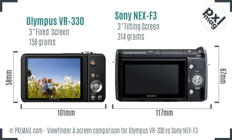 Olympus VR-330 vs Sony NEX-F3 Screen and Viewfinder comparison