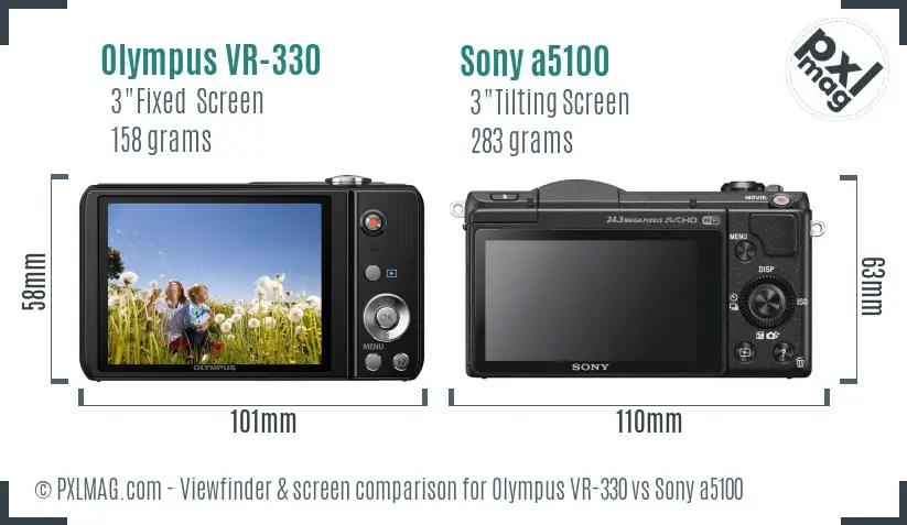 Olympus VR-330 vs Sony a5100 Screen and Viewfinder comparison