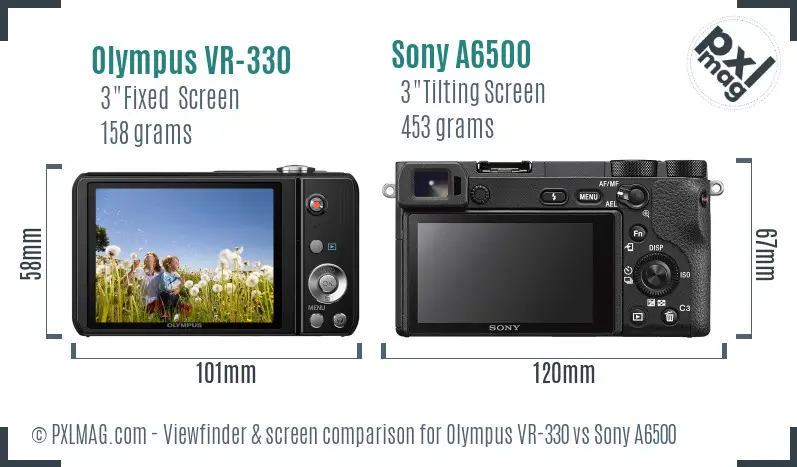 Olympus VR-330 vs Sony A6500 Screen and Viewfinder comparison