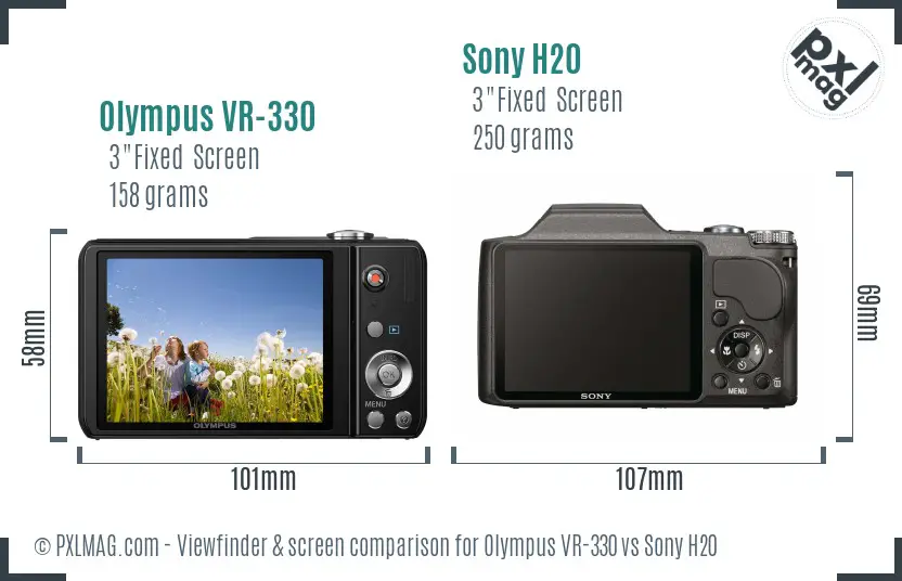 Olympus VR-330 vs Sony H20 Screen and Viewfinder comparison