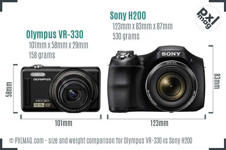 Olympus VR-330 vs Sony H200 size comparison