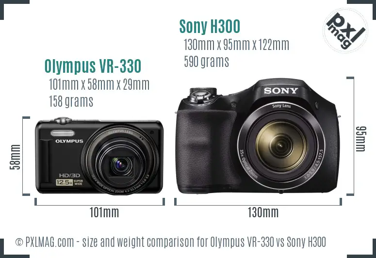 Olympus VR-330 vs Sony H300 size comparison