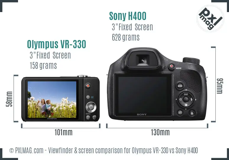 Olympus VR-330 vs Sony H400 Screen and Viewfinder comparison