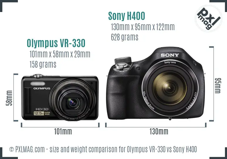 Olympus VR-330 vs Sony H400 size comparison