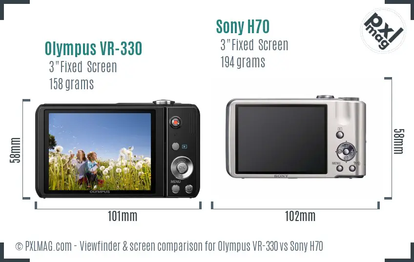 Olympus VR-330 vs Sony H70 Screen and Viewfinder comparison