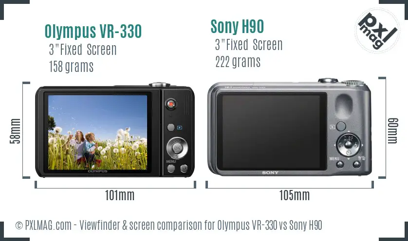 Olympus VR-330 vs Sony H90 Screen and Viewfinder comparison