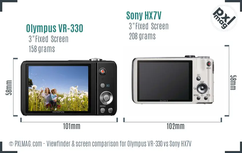 Olympus VR-330 vs Sony HX7V Screen and Viewfinder comparison