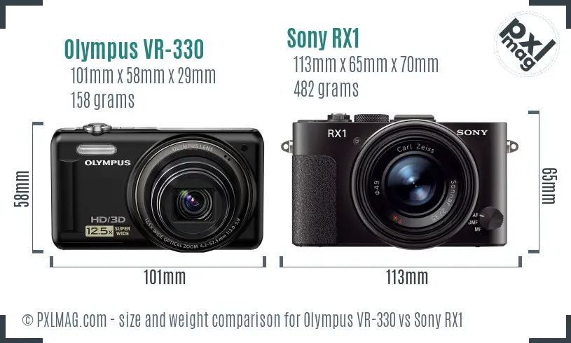 Olympus VR-330 vs Sony RX1 size comparison