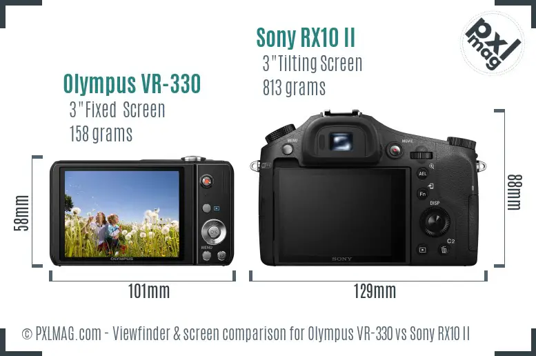 Olympus VR-330 vs Sony RX10 II Screen and Viewfinder comparison