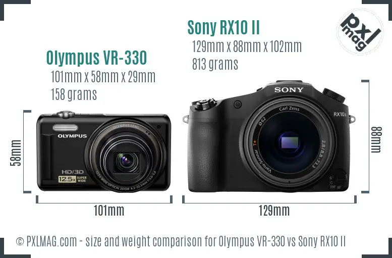Olympus VR-330 vs Sony RX10 II size comparison