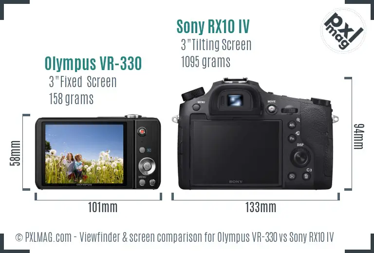 Olympus VR-330 vs Sony RX10 IV Screen and Viewfinder comparison