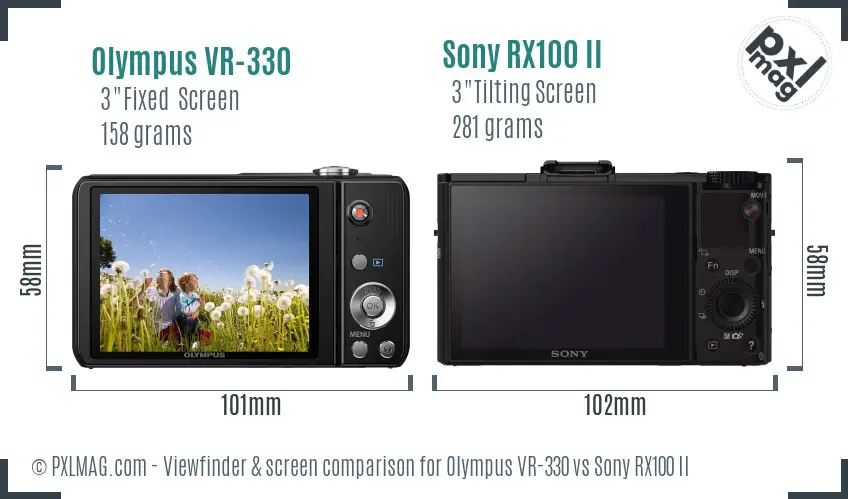 Olympus VR-330 vs Sony RX100 II Screen and Viewfinder comparison
