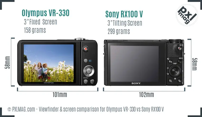 Olympus VR-330 vs Sony RX100 V Screen and Viewfinder comparison