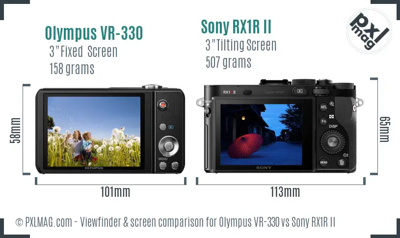 Olympus VR-330 vs Sony RX1R II Screen and Viewfinder comparison