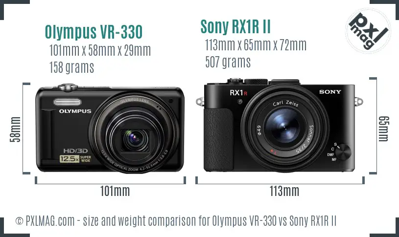 Olympus VR-330 vs Sony RX1R II size comparison