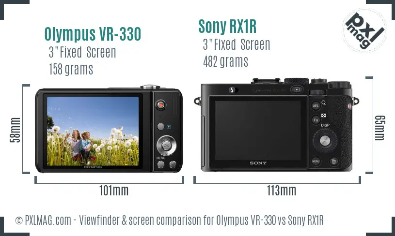 Olympus VR-330 vs Sony RX1R Screen and Viewfinder comparison