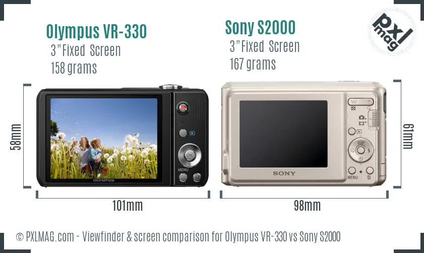 Olympus VR-330 vs Sony S2000 Screen and Viewfinder comparison