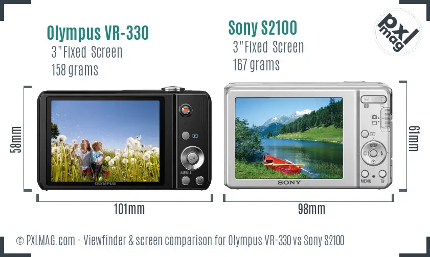 Olympus VR-330 vs Sony S2100 Screen and Viewfinder comparison