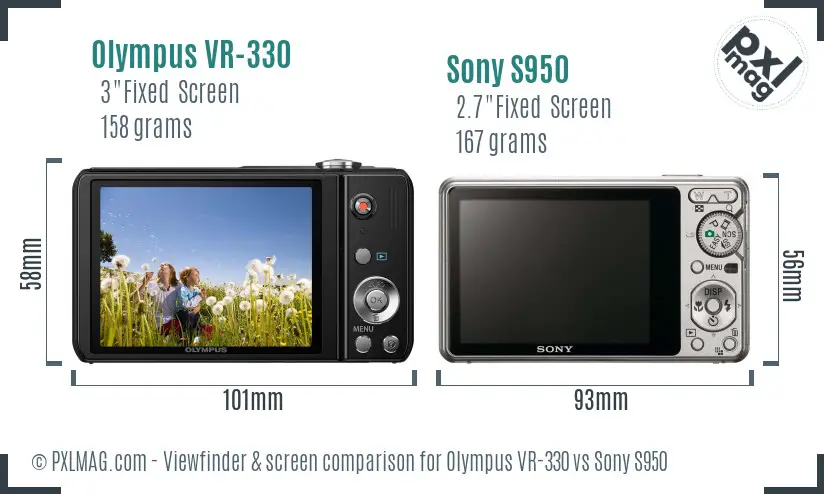 Olympus VR-330 vs Sony S950 Screen and Viewfinder comparison