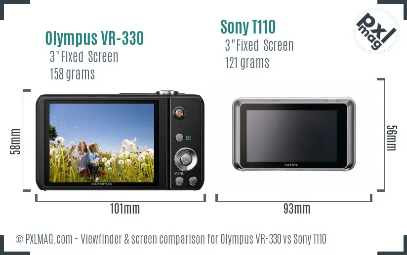 Olympus VR-330 vs Sony T110 Screen and Viewfinder comparison