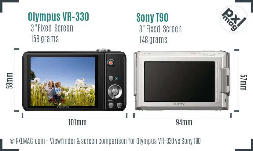 Olympus VR-330 vs Sony T90 Screen and Viewfinder comparison