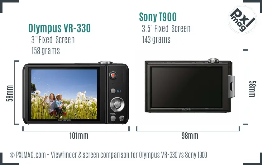 Olympus VR-330 vs Sony T900 Screen and Viewfinder comparison