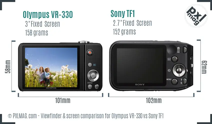 Olympus VR-330 vs Sony TF1 Screen and Viewfinder comparison