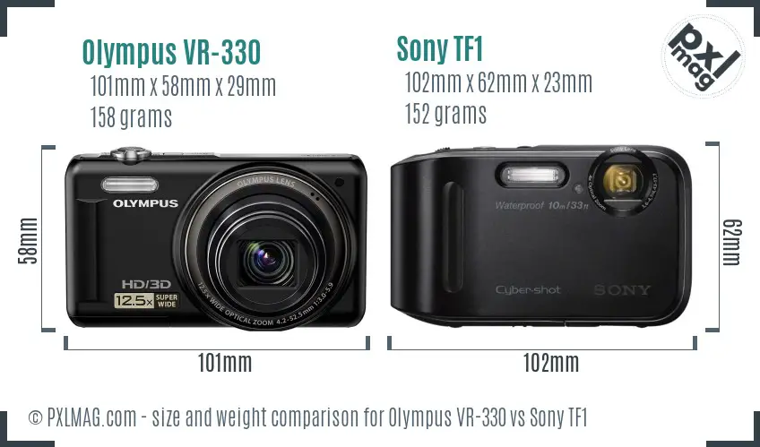 Olympus VR-330 vs Sony TF1 size comparison