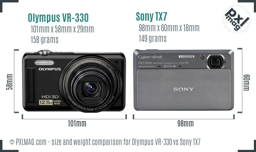 Olympus VR-330 vs Sony TX7 size comparison