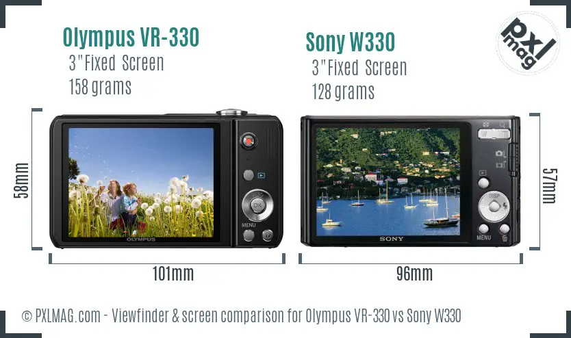 Olympus VR-330 vs Sony W330 Screen and Viewfinder comparison