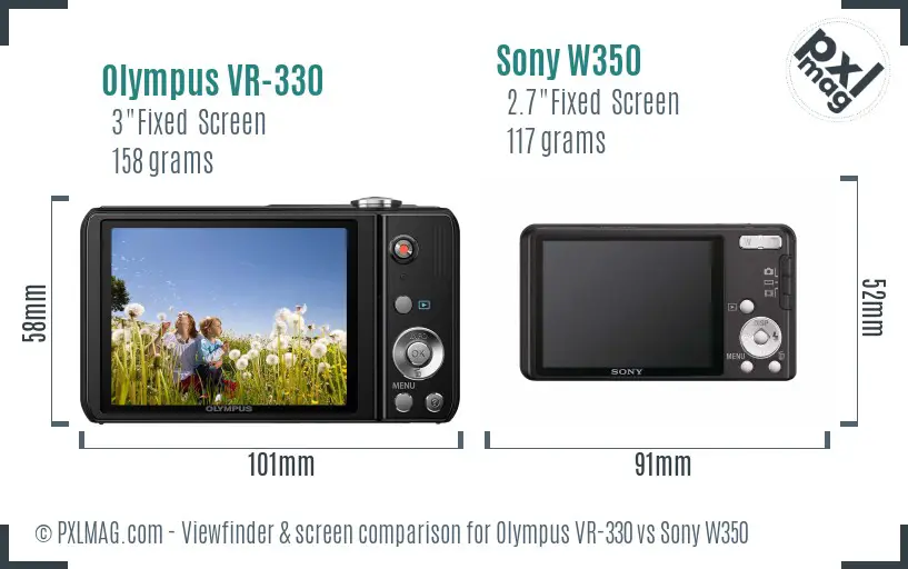 Olympus VR-330 vs Sony W350 Screen and Viewfinder comparison