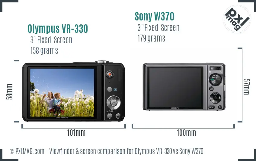 Olympus VR-330 vs Sony W370 Screen and Viewfinder comparison