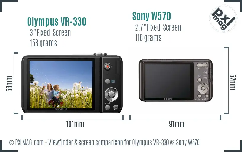 Olympus VR-330 vs Sony W570 Screen and Viewfinder comparison