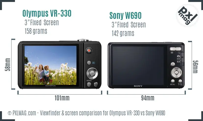 Olympus VR-330 vs Sony W690 Screen and Viewfinder comparison