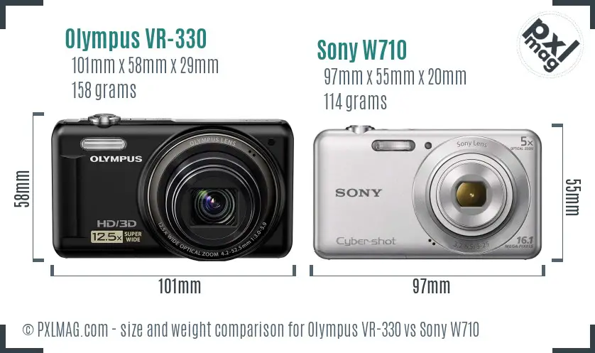 Olympus VR-330 vs Sony W710 size comparison