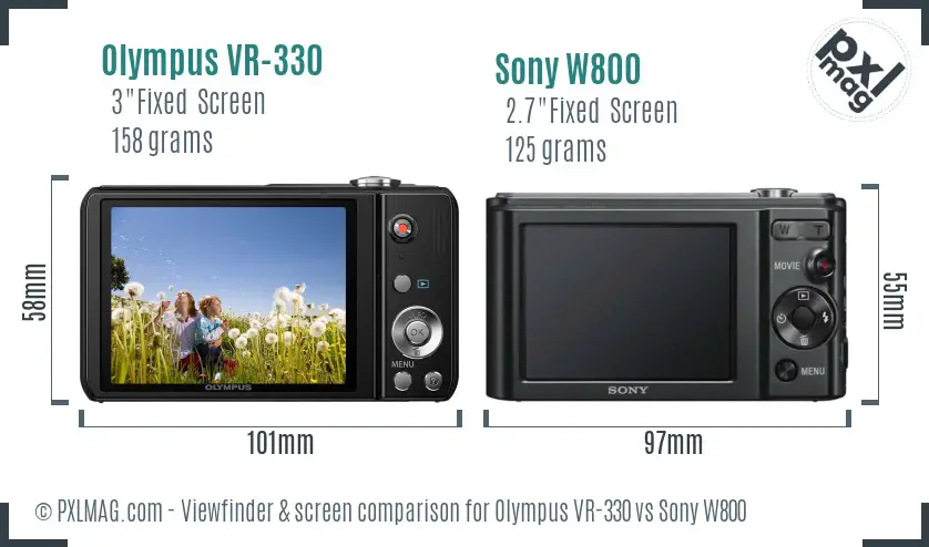 Olympus VR-330 vs Sony W800 Screen and Viewfinder comparison