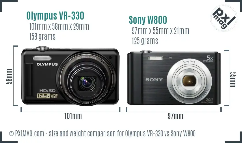 Olympus VR-330 vs Sony W800 size comparison