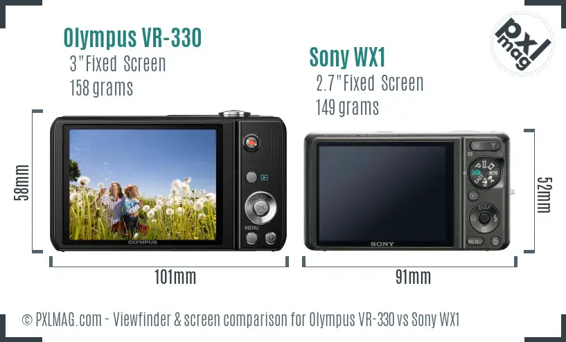 Olympus VR-330 vs Sony WX1 Screen and Viewfinder comparison